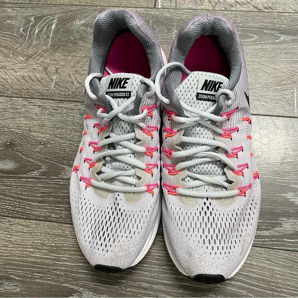Nike Air Zoom Pegasus 33 Womens Size 10 Gray Pink Running Shoes Sneakers - Picture 4 of 13